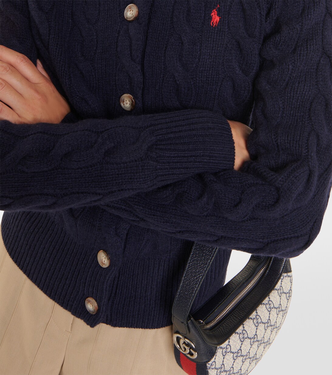 Cable Knit Wool And Cashmere Cardigan in Blue - Polo Ralph Lauren |  Mytheresa