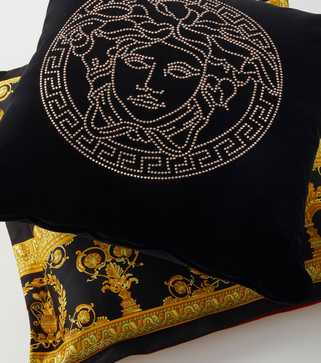 Medusa Embellished Velvet Cushion in Black Versace Home Mytheresa