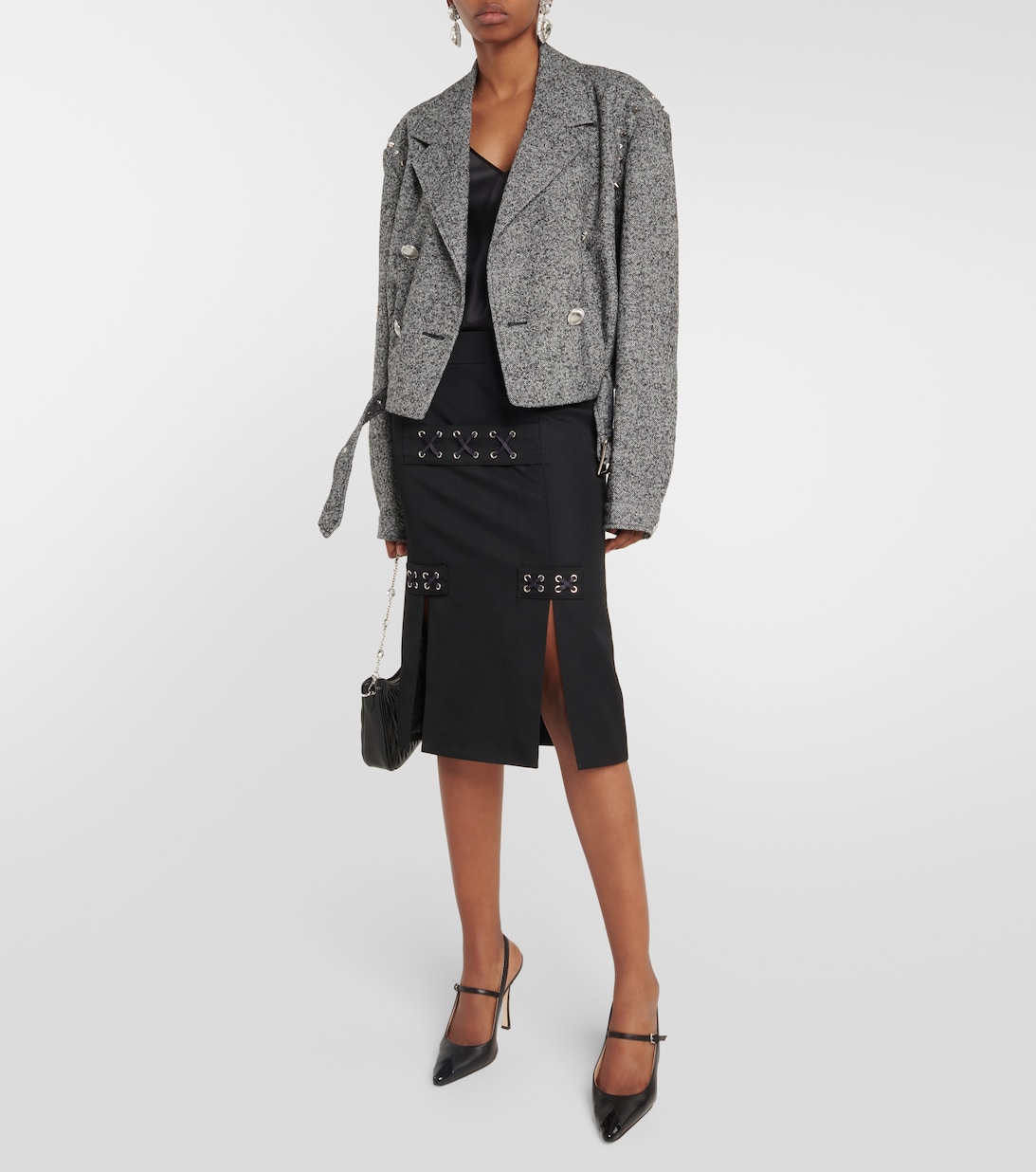 cropped wool blend jacket