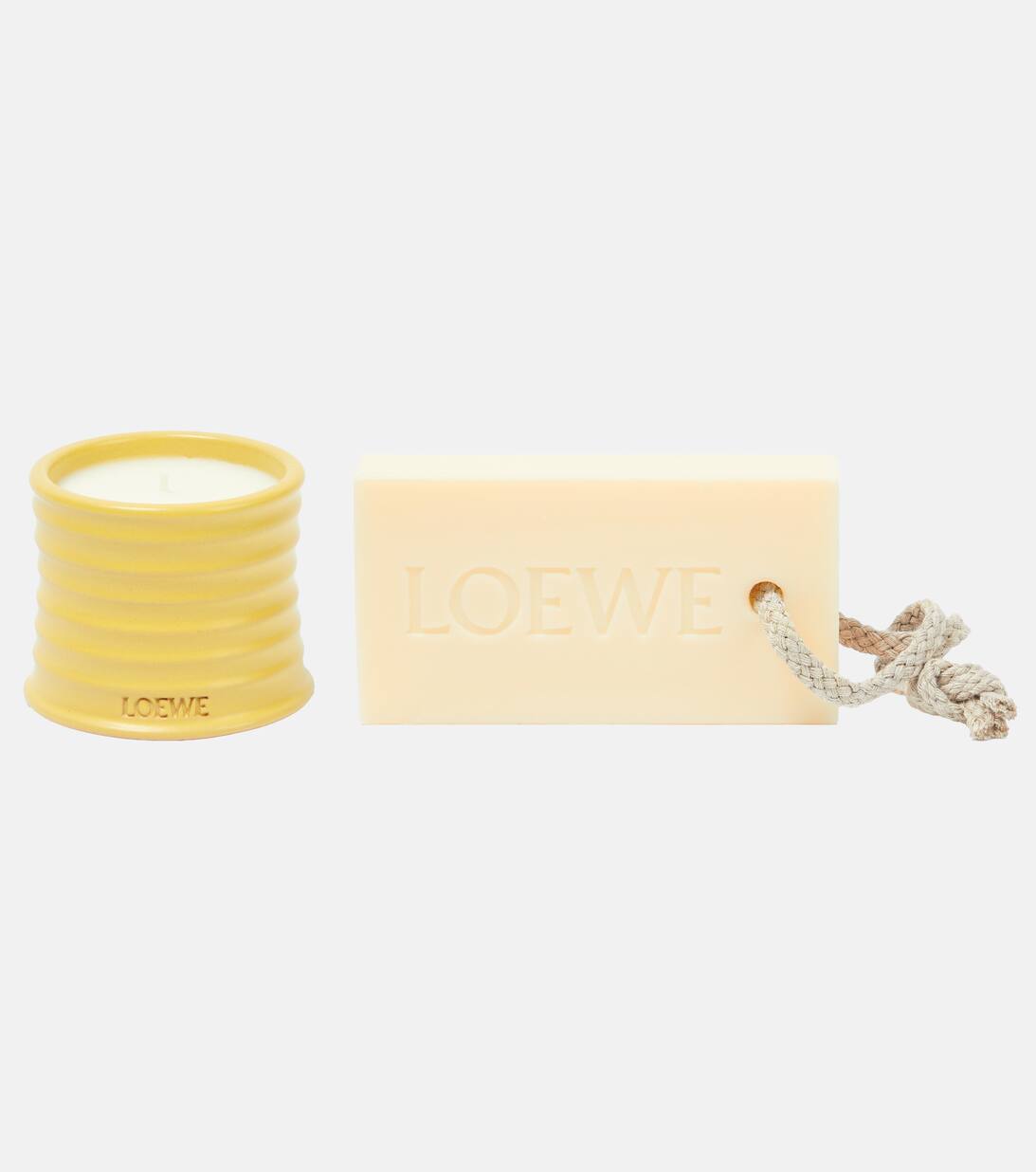 Small Scented Candle And Bar Soap Set in Yellow Loewe Home Scents