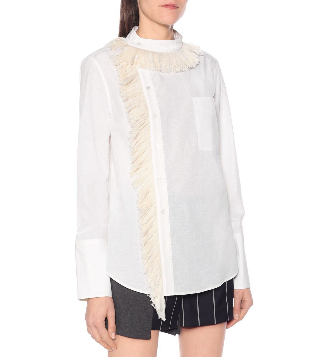 KHAKI FRINGE COLLAR SHIRT