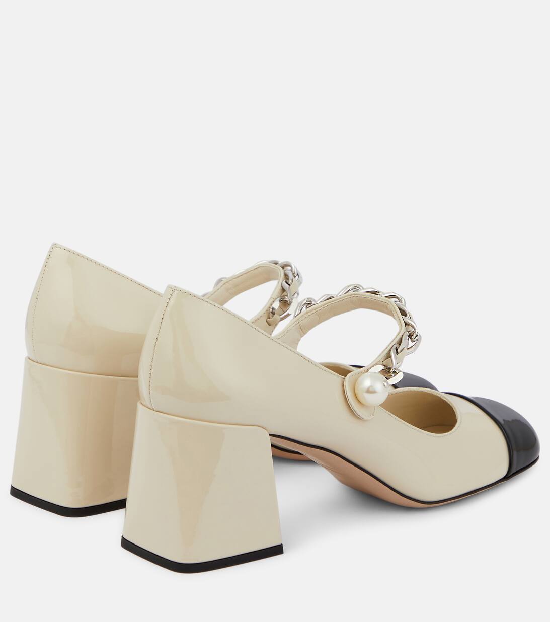 Mary Jane Leather Pumps in Beige Miu Miu Mytheresa