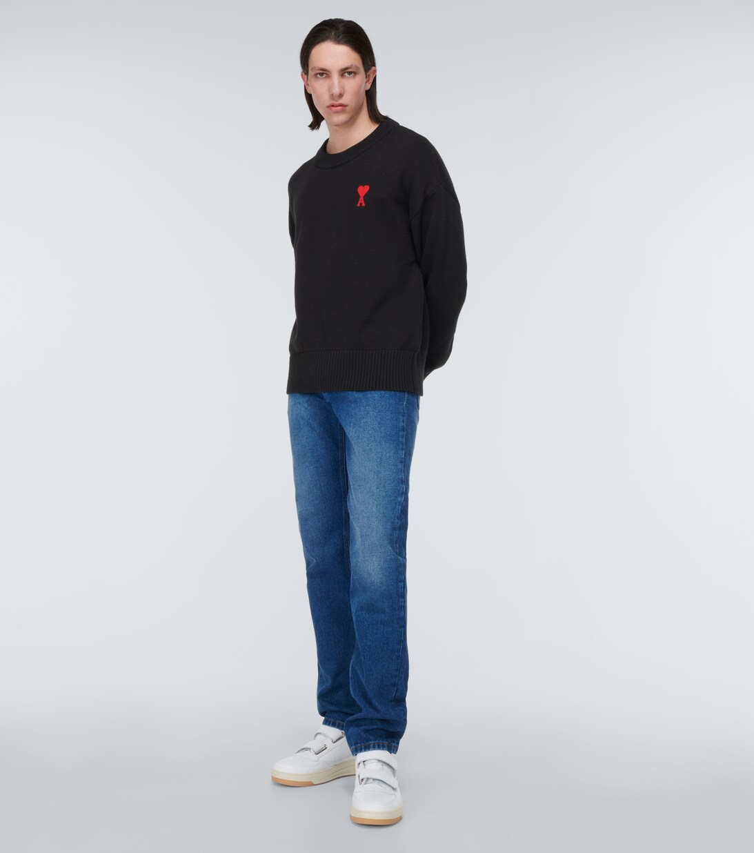Ami De Coeur Cotton And Wool Sweater in Black - Ami Paris | Mytheresa
