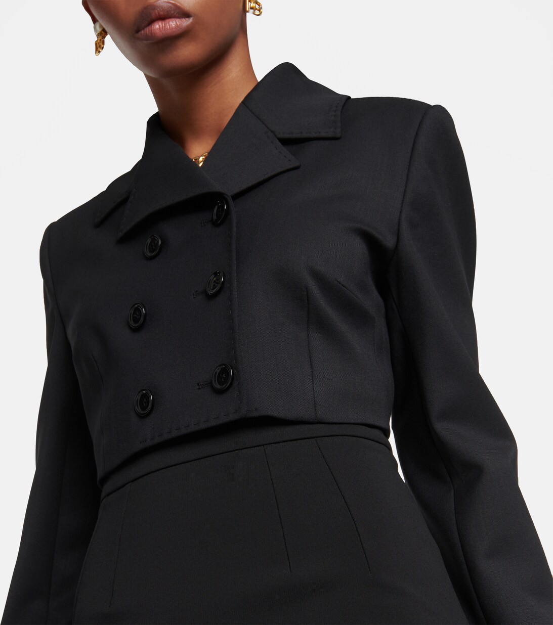 Dolce & Gabbana Dark Blue Dotted Double Breasted Coat Blazer main image 0