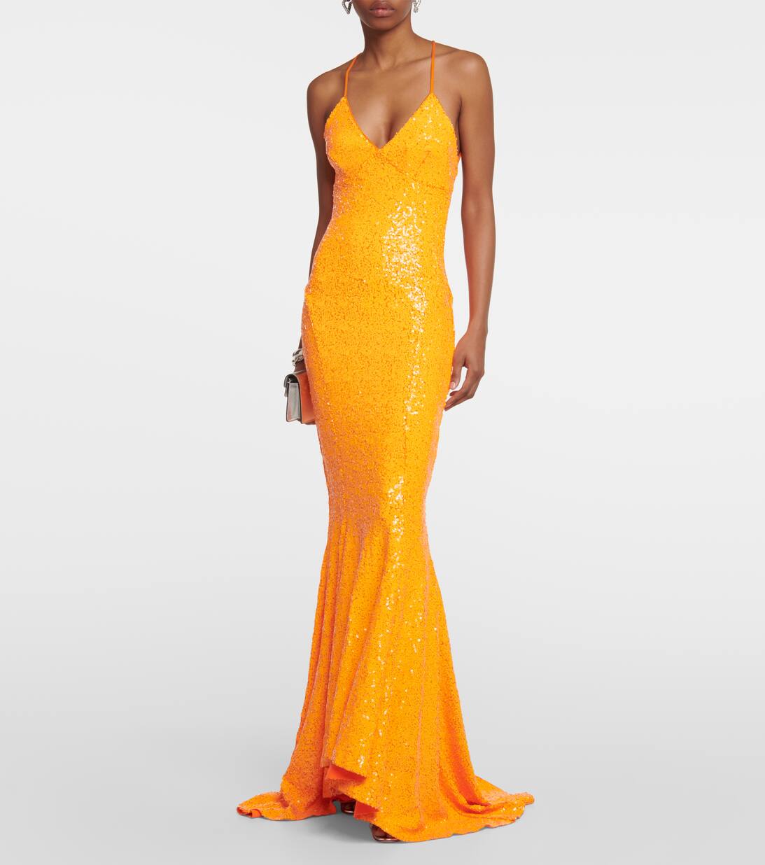 Sequined Gown in Orange Norma Kamali Mytheresa