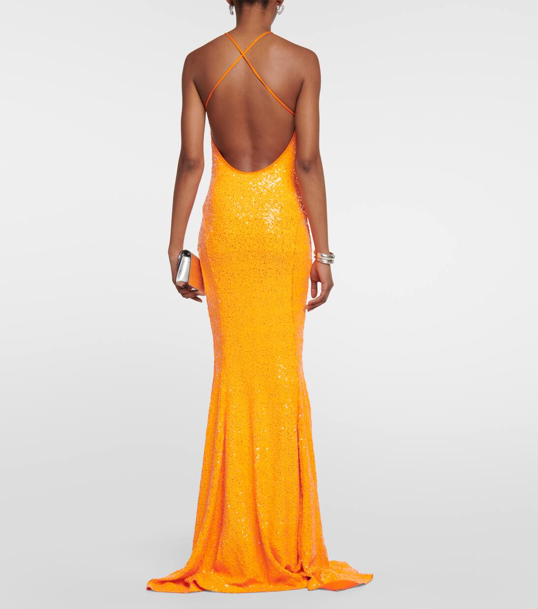 Sequined Gown in Orange Norma Kamali Mytheresa