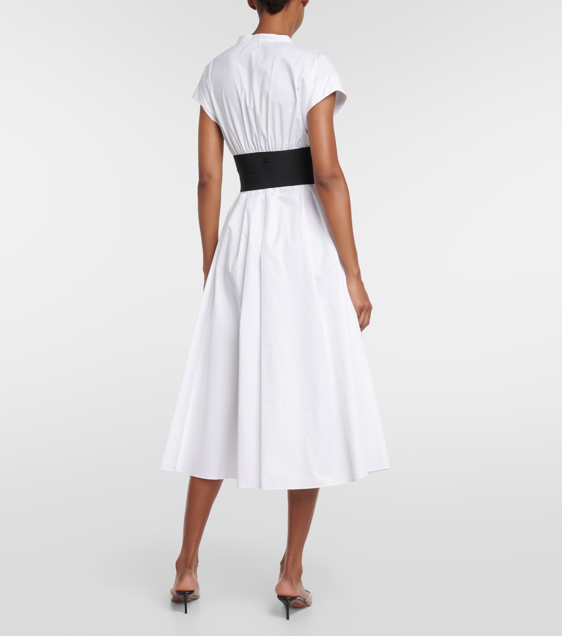Opalia | Brown High-Neck Belted Midi Dress
