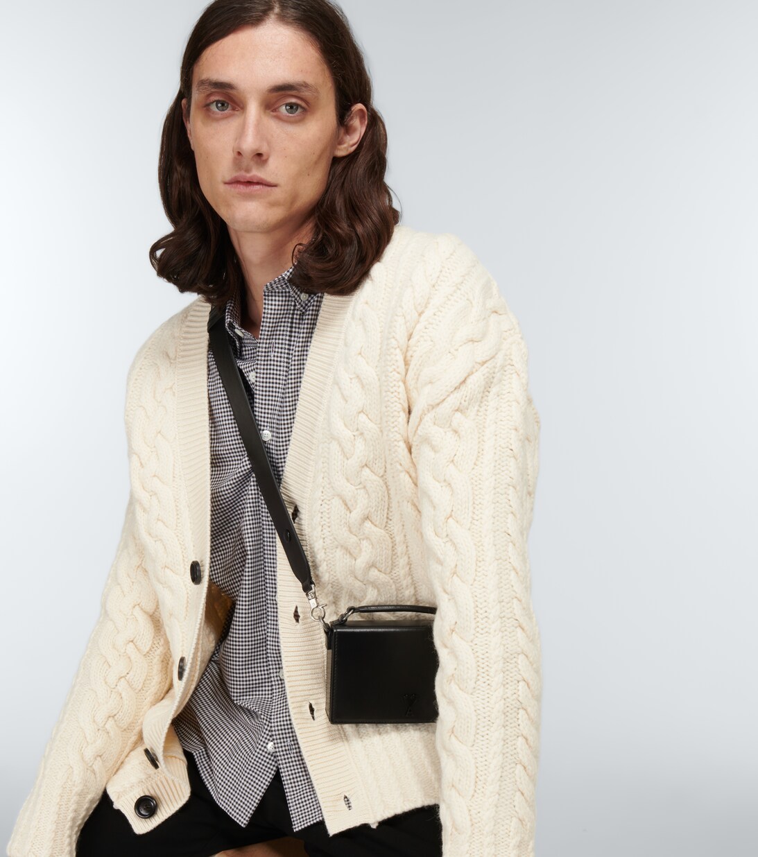 Cable Knit Wool Cardigan in White - Ami Paris | Mytheresa
