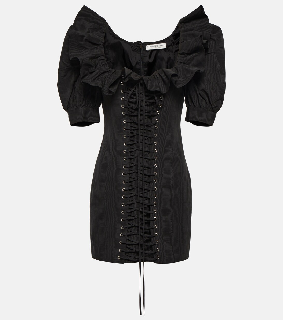 Gracie Seersucker Ruffled Puff Sleeve Mini Dress
