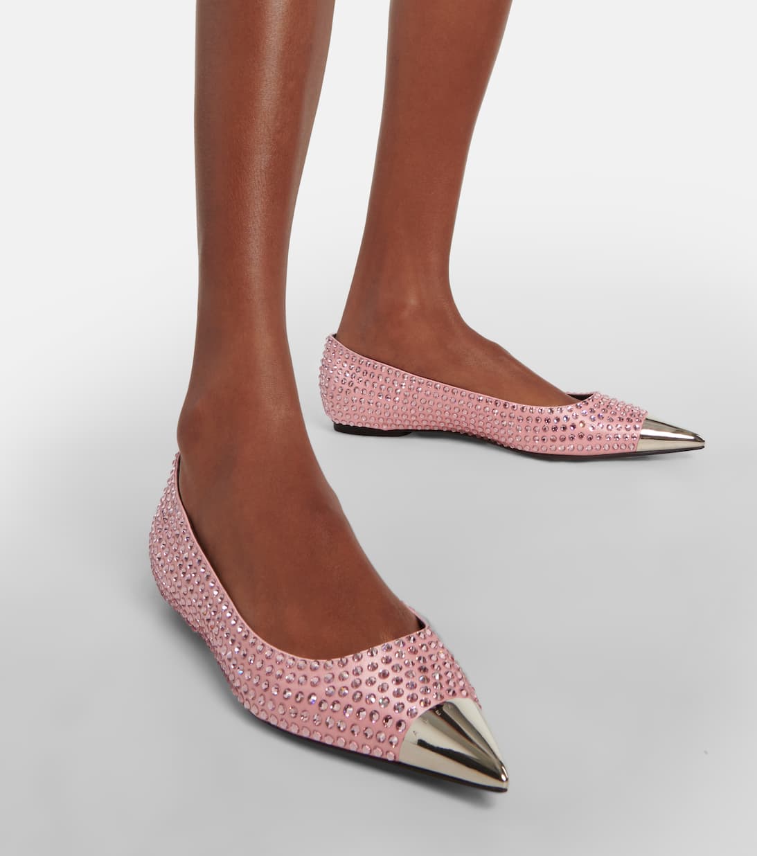 Rhinestone Embellished Ballet Flats in Pink Area Mytheresa