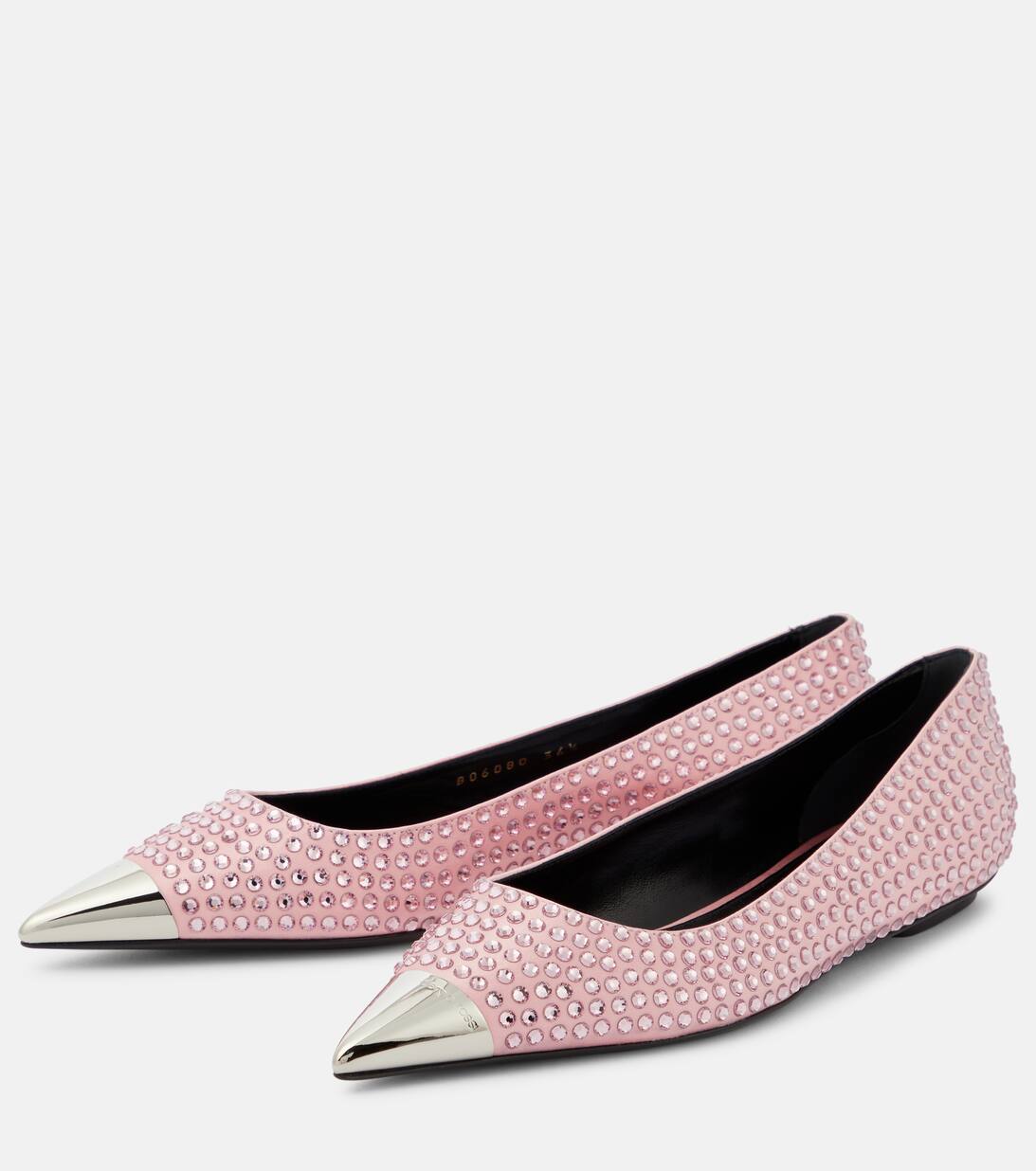 Rhinestone Embellished Ballet Flats in Pink Area Mytheresa