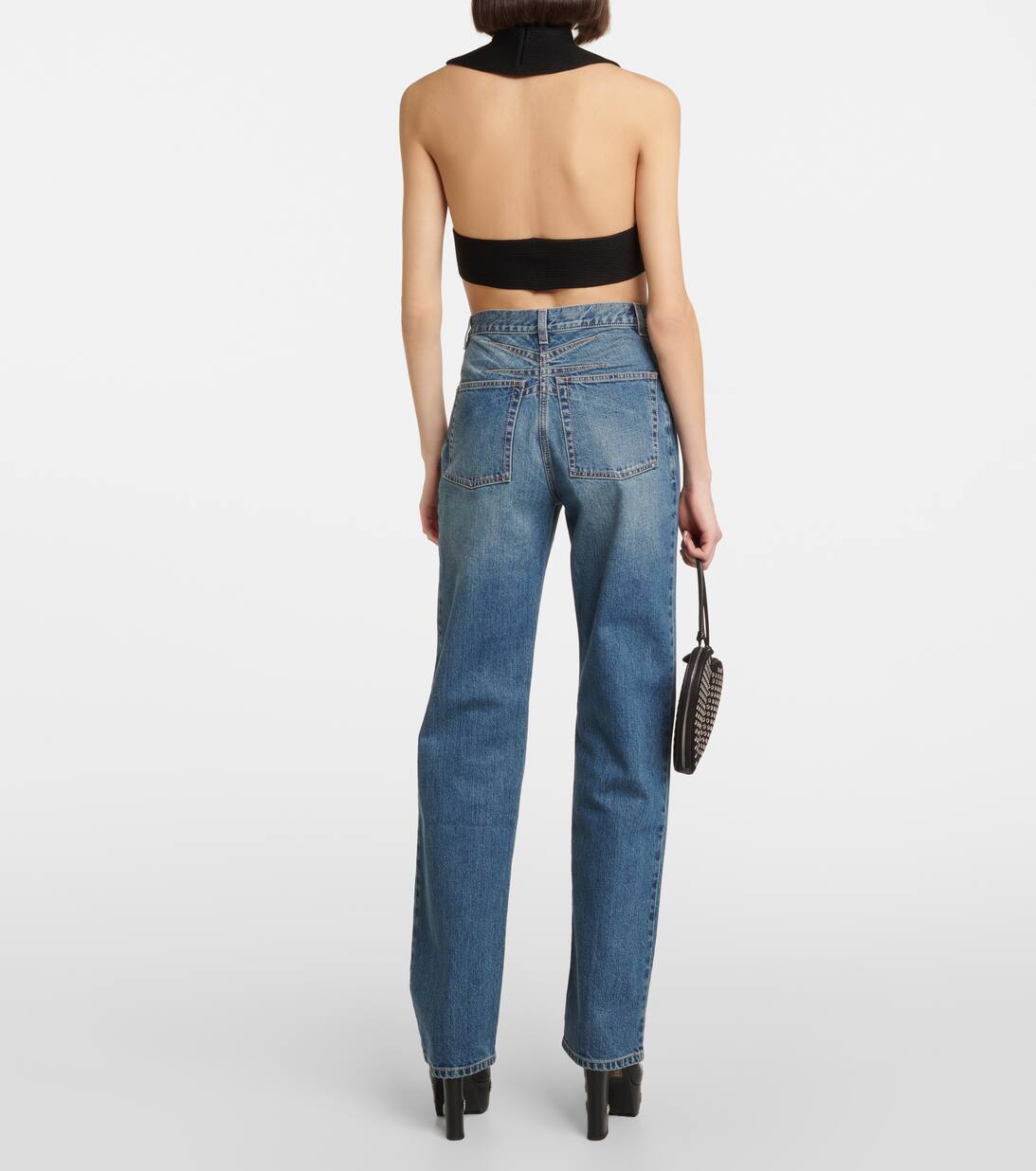 Cropped Top Aus Rippstrick in Schwarz Alaia Mytheresa