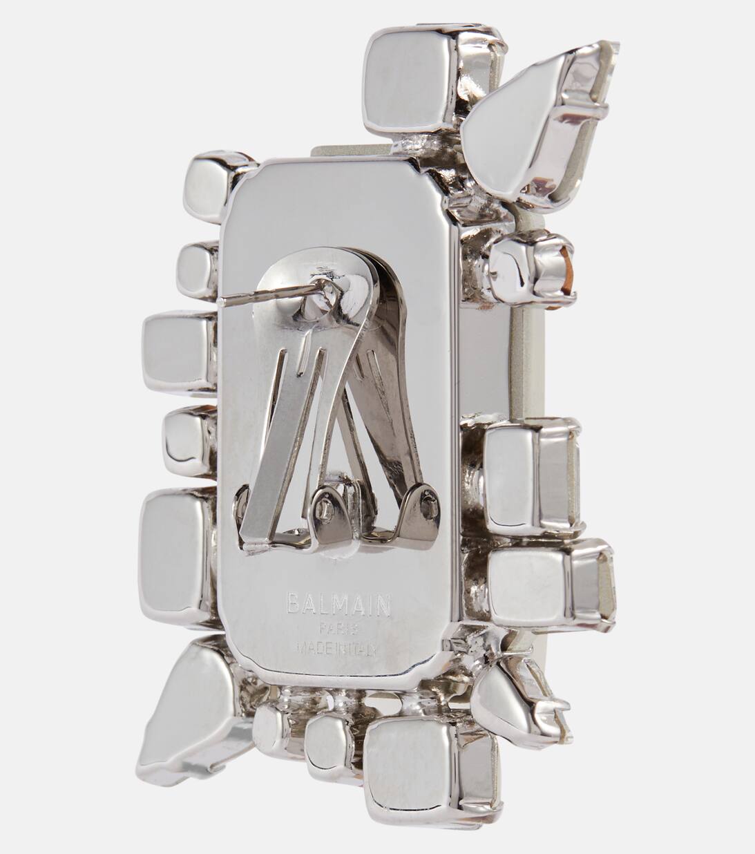 Crystal-embellished clip-on earrings | Balmain