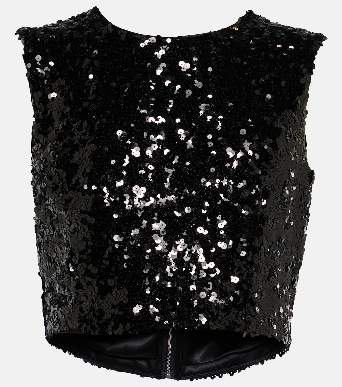 Black Sequined Crop Top