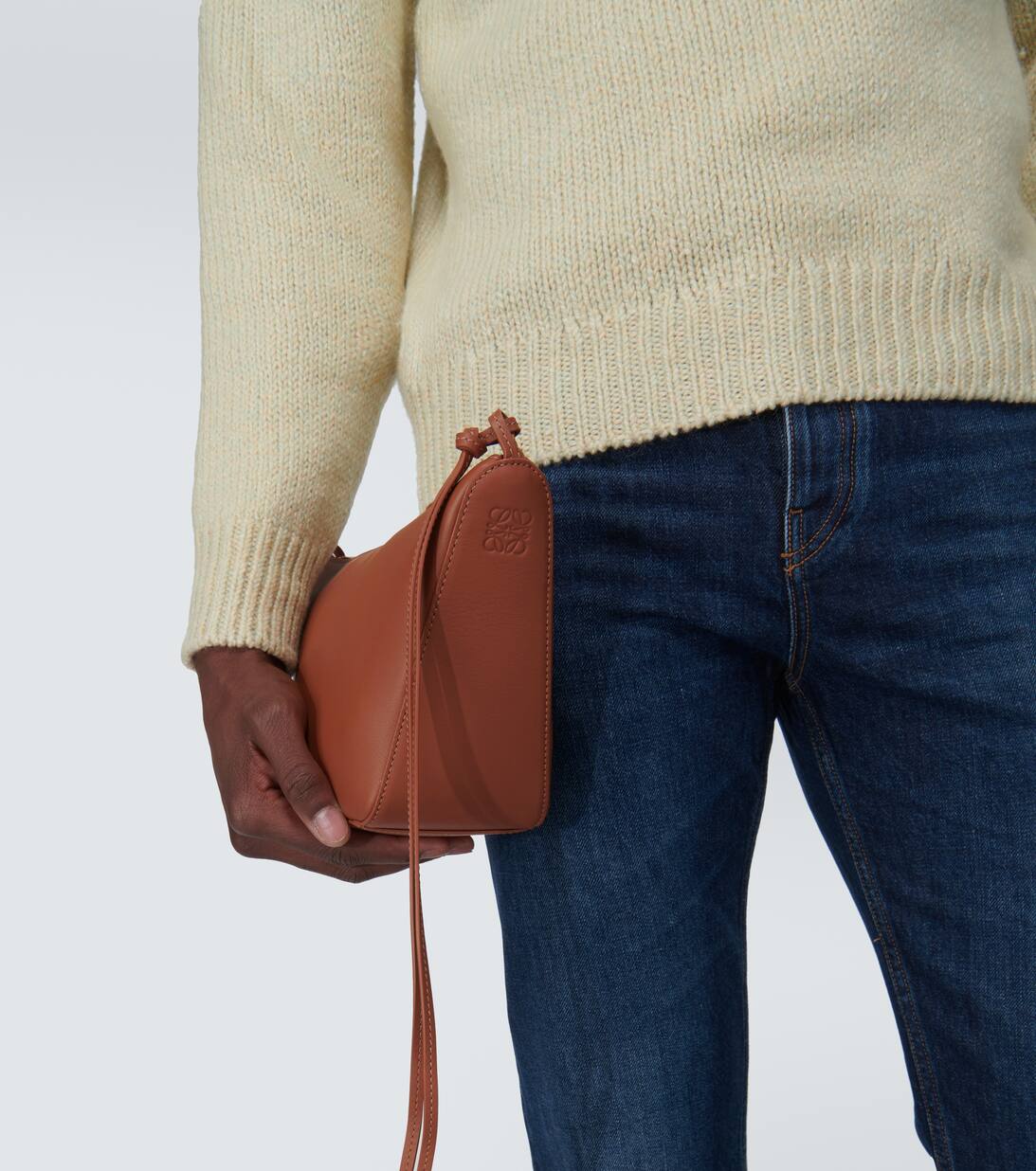 Hammock Mini Leather Shoulder Bag in Brown Loewe Mytheresa