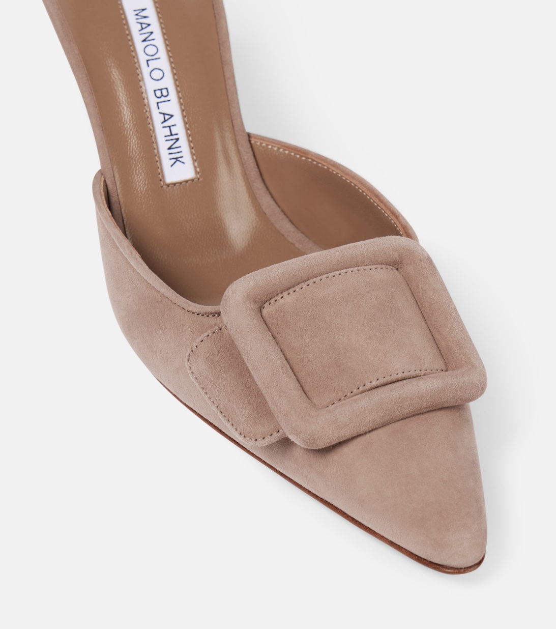 Manolo Mules 7cm Yellow Suede Leather Bottom 451186