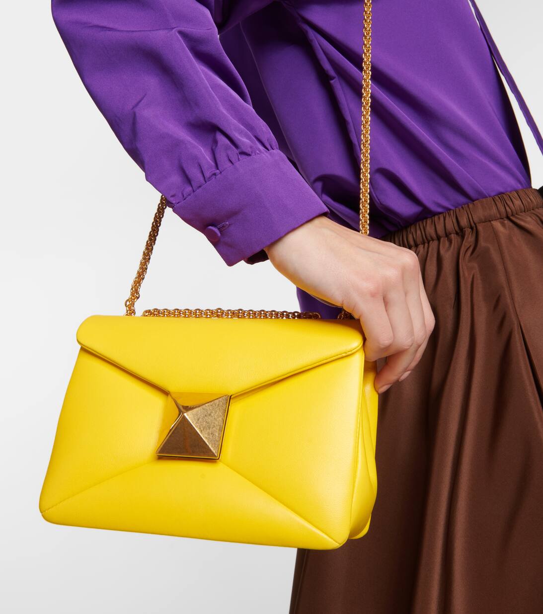 One Stud Small Leather Shoulder Bag in Yellow Valentino Garavani Mytheresa