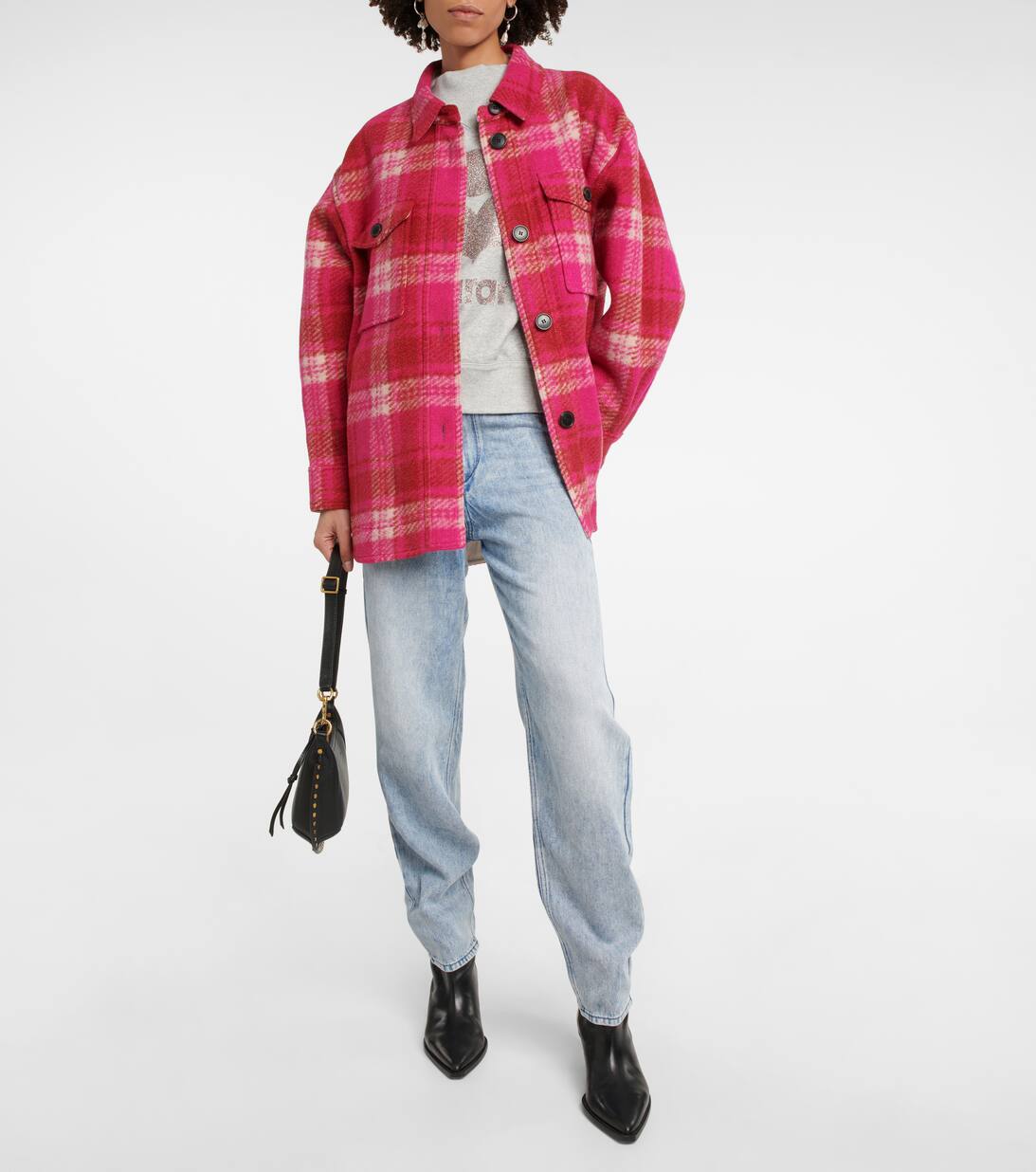 Isabel marant étoile harveli plaid stretch wool jacket Clearance