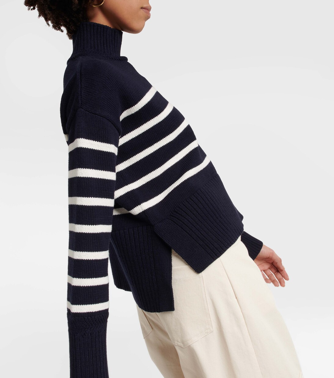 Lancetti Striped Cotton Sweater in White - Veronica Beard | Mytheresa