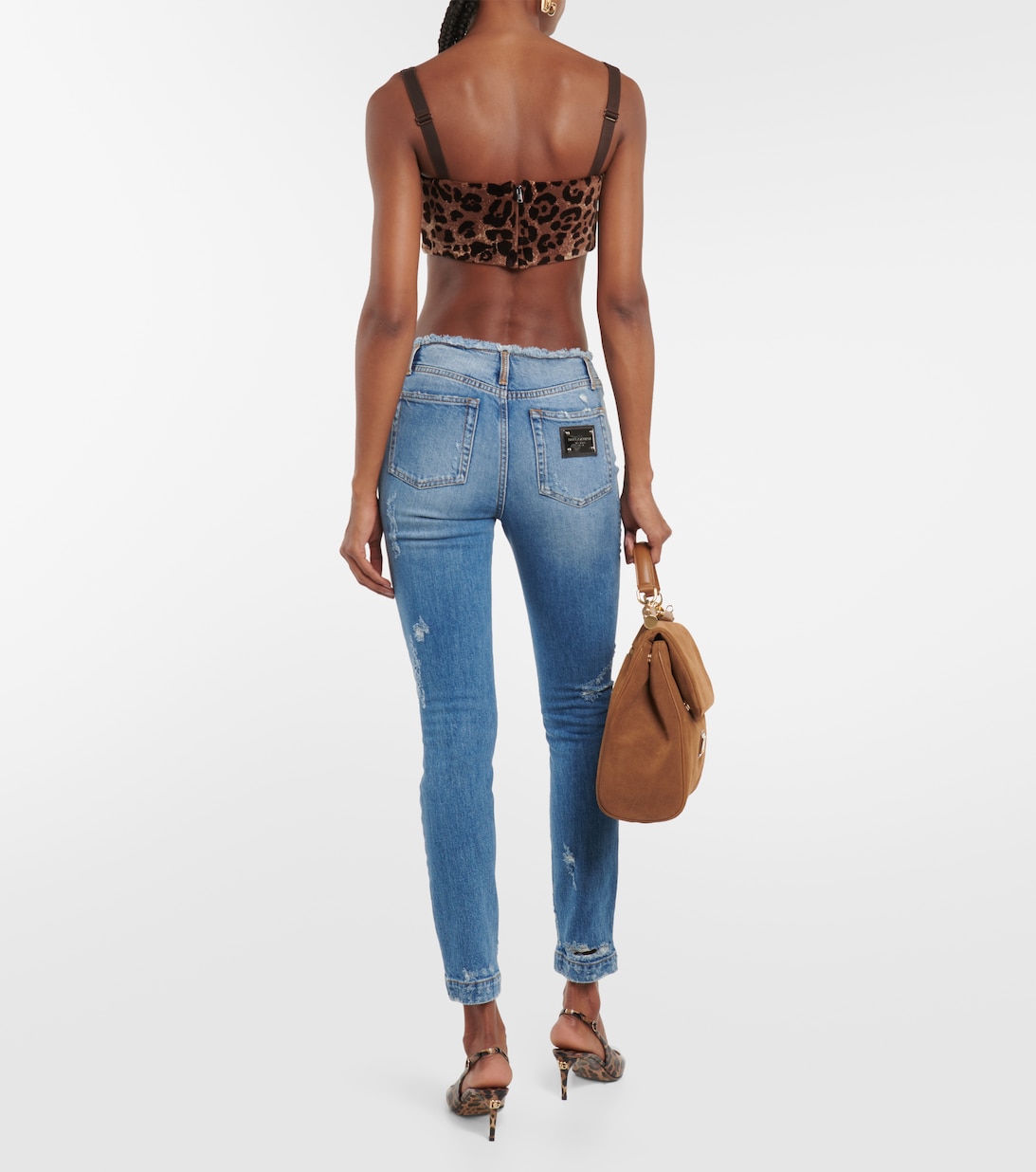 Dolce & Gabbana Blue Cotton Tattered Skinny Denim Jeans main image 1