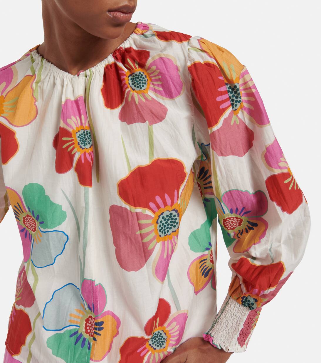 Avery Floral Cotton And Silk Blouse in Multicoloured Velvet Mytheresa