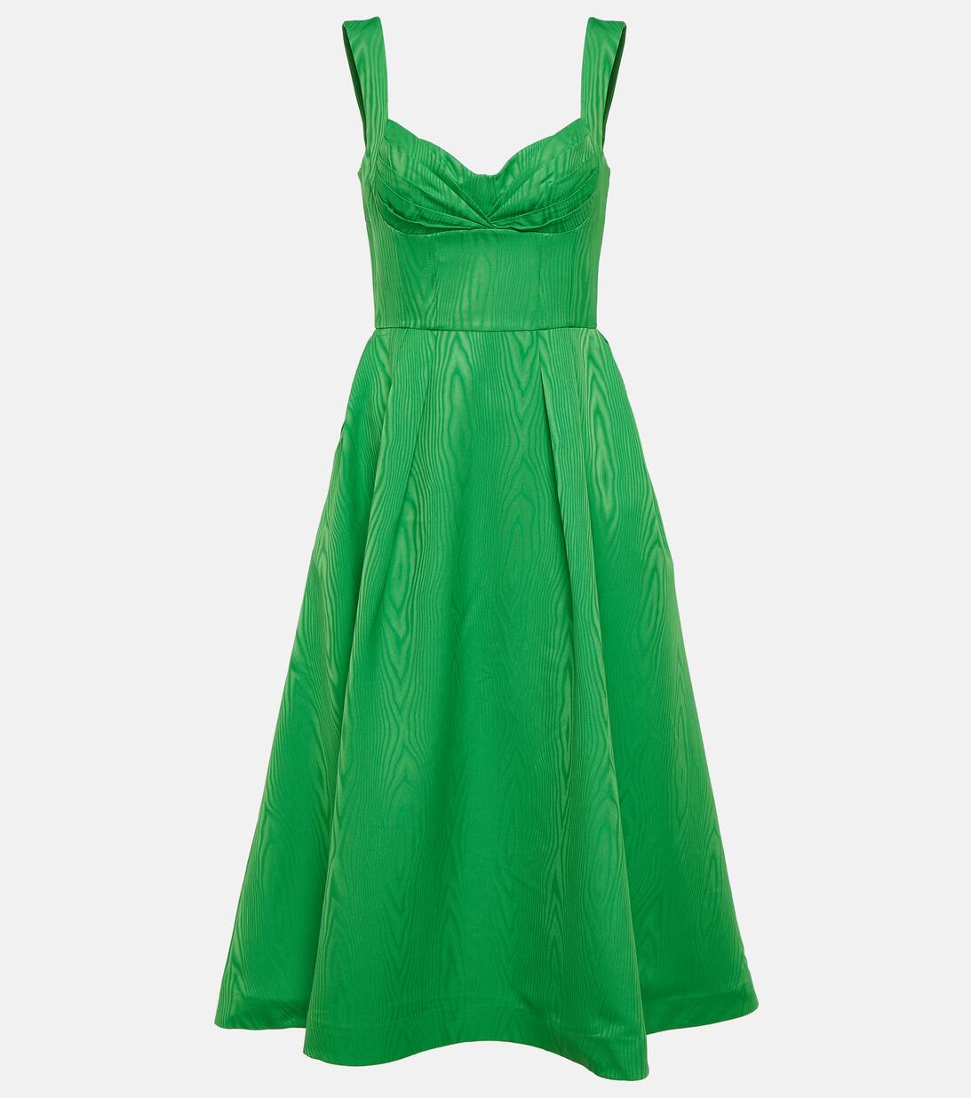 Abigail Pleated Midi Dress in Green Rebecca Vallance Mytheresa