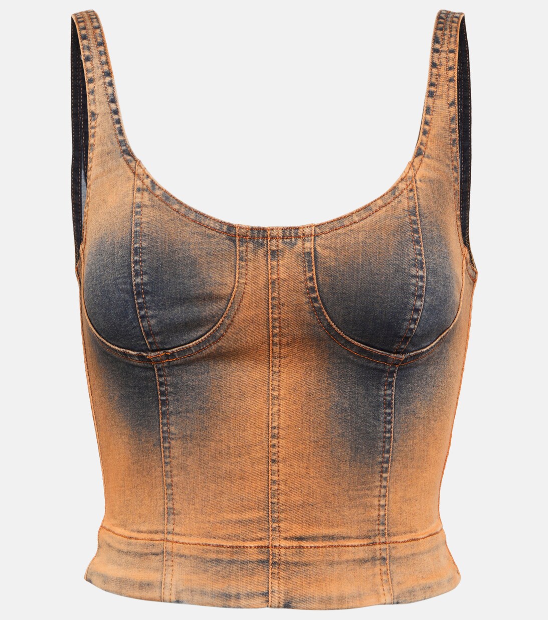 Denim Wrap-Style Cropped Top - Blue main image 1