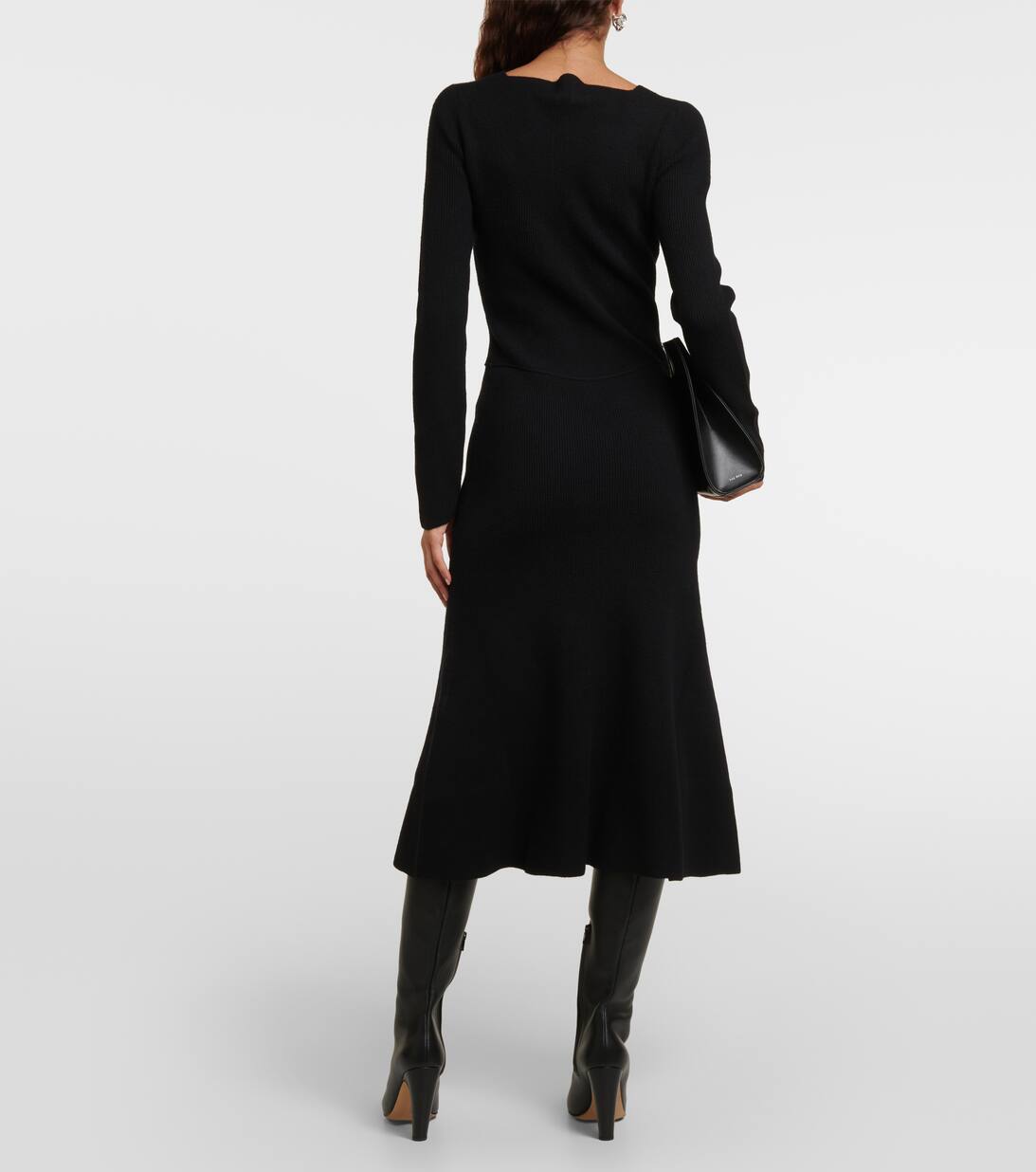 Wool Blend Midi Dress in Black Victoria Beckham Mytheresa