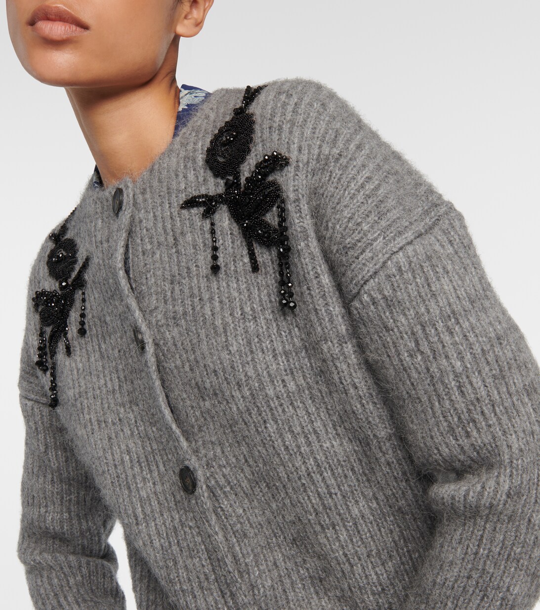 Embellished Alpaca Blend Cardigan in Grey - Erdem | Mytheresa