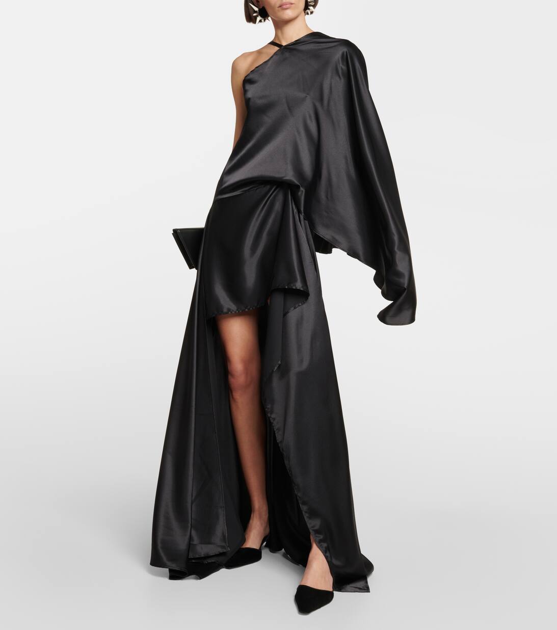 Asymmetric Satin Gown in Black Acne Studios Mytheresa