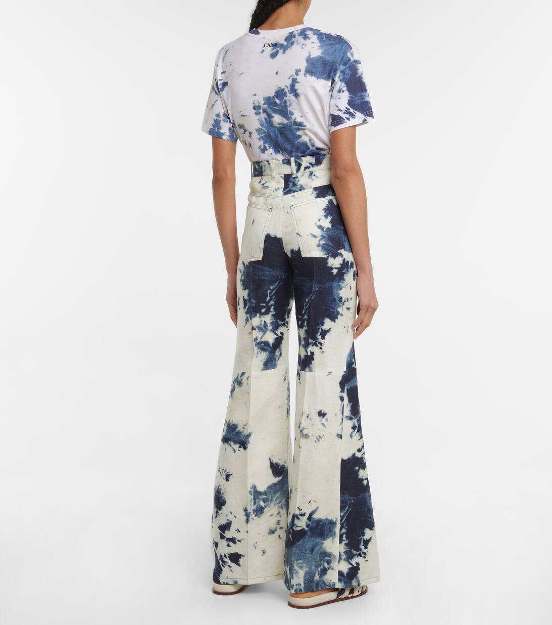 Tie Dye Linen Flared Pants in Multicoloured Chloe Mytheresa