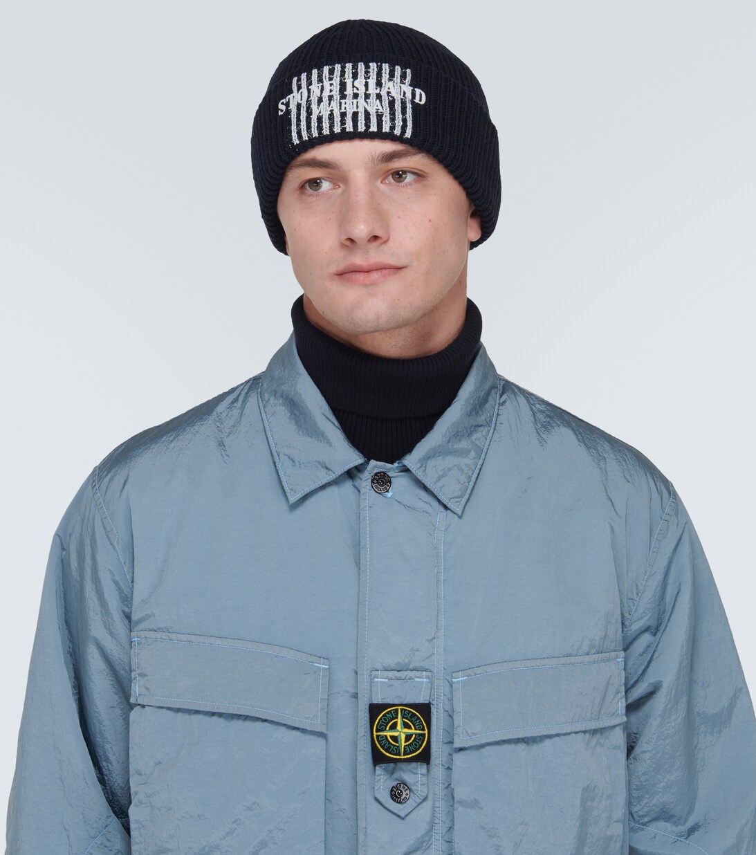 stone island beanie blue
