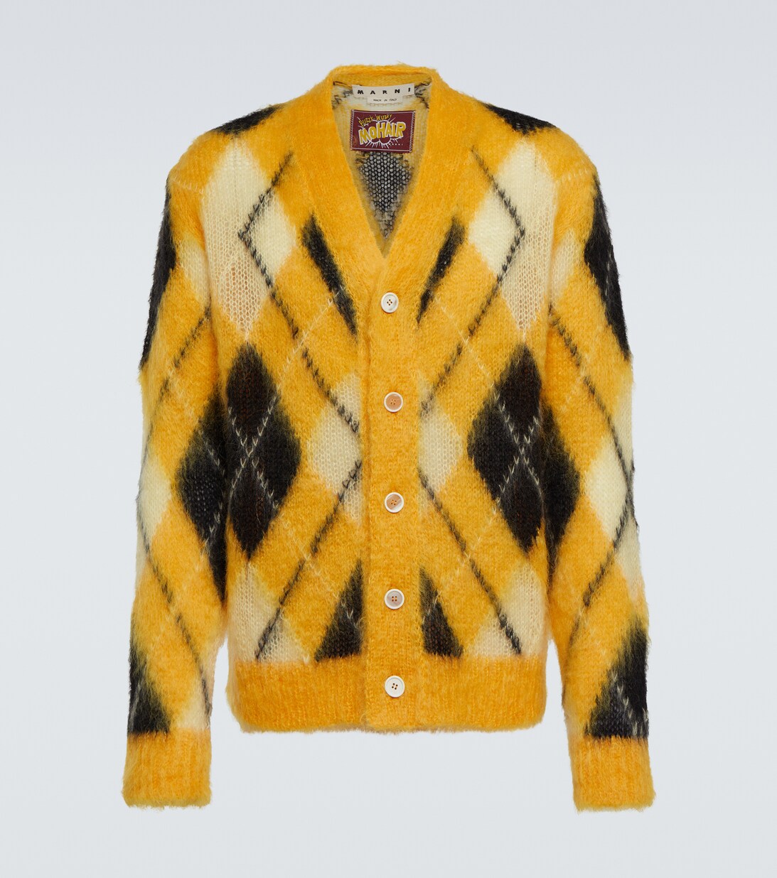 Mohair Blend Cardigan in Yellow - Marni | Mytheresa