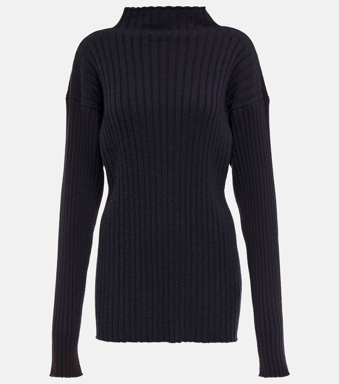 Awais Ribbed Knit Mockneck Cashmere Top in Black - The Row | Mytheresa