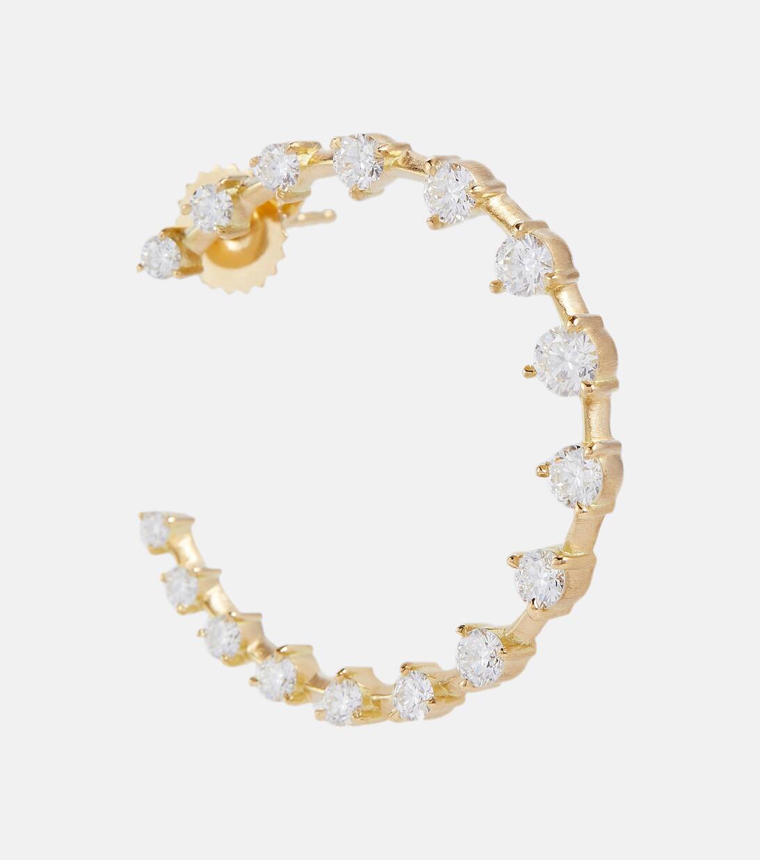 Crescent 18 Kt Gold Hoop Earrings With Diamonds in Gold Jade Trau Mytheresa