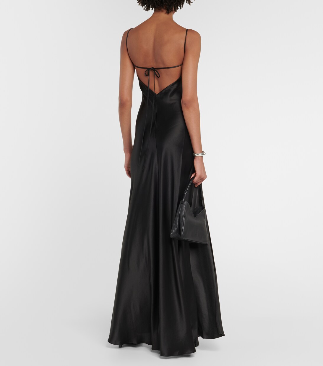 Satin Slip Maxi Dress in Black Staud Mytheresa