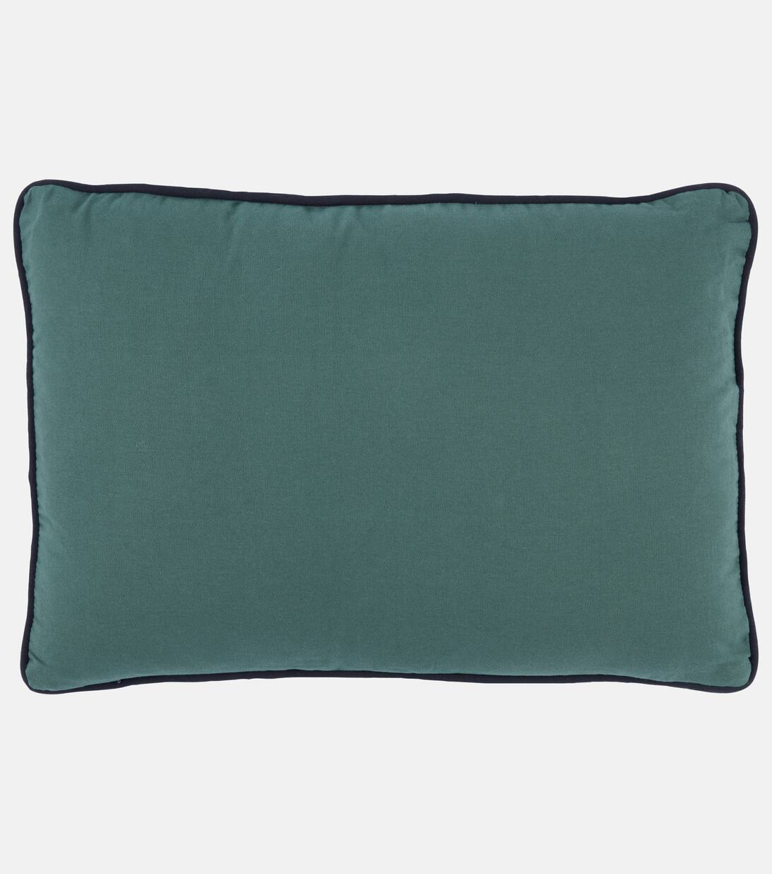 Eye Embroidered Cotton Cushion in Green Les Ottomans Mytheresa