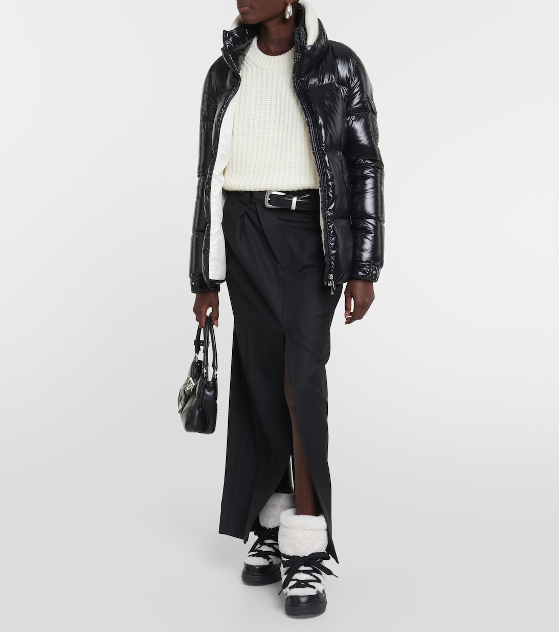 moncler insolux faux shearling trimmed suede boots