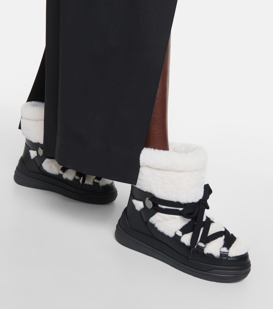 moncler insolux faux shearling trimmed suede boots