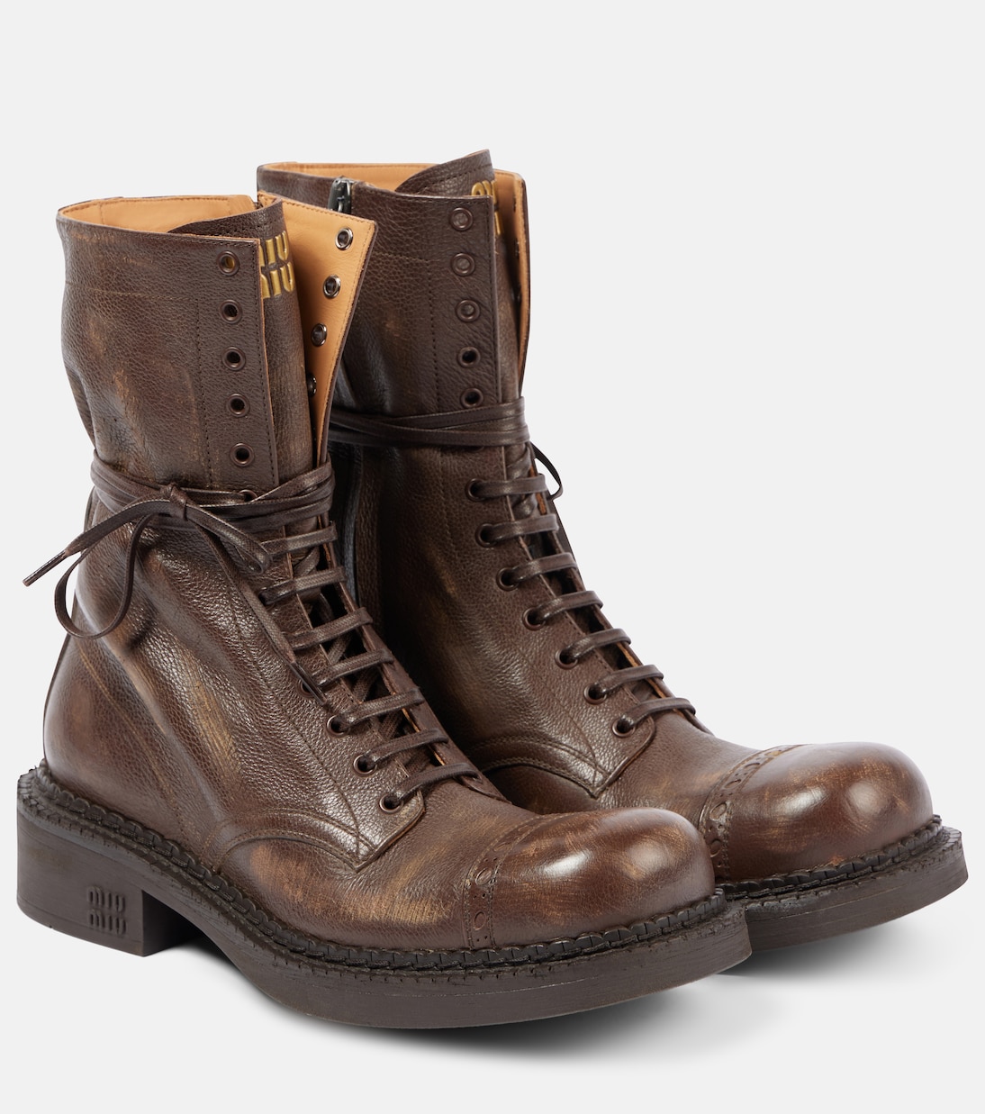 Miu Ankle Boots Leopard Skin Brown Background Sheepskin