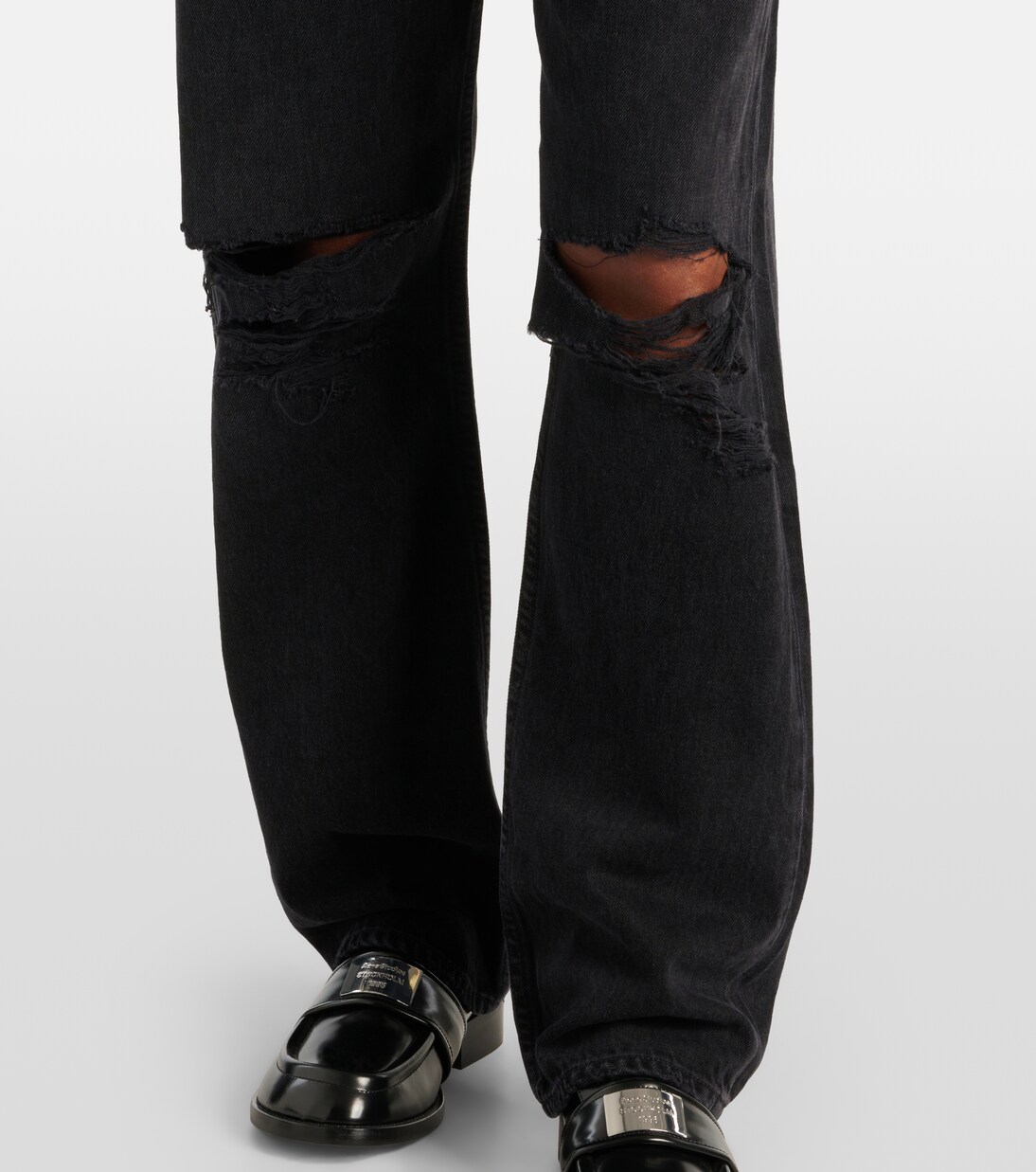 Vintage Black Super High Rise Distressed Straight Denim main image 0