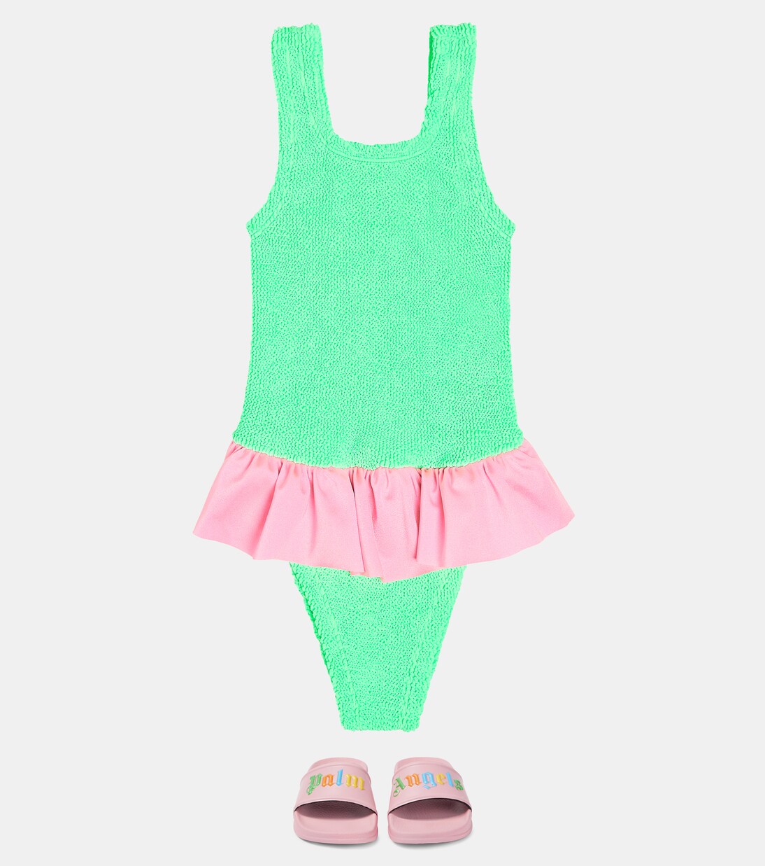 HUNZA G Girls Classic Swimsuit in Green