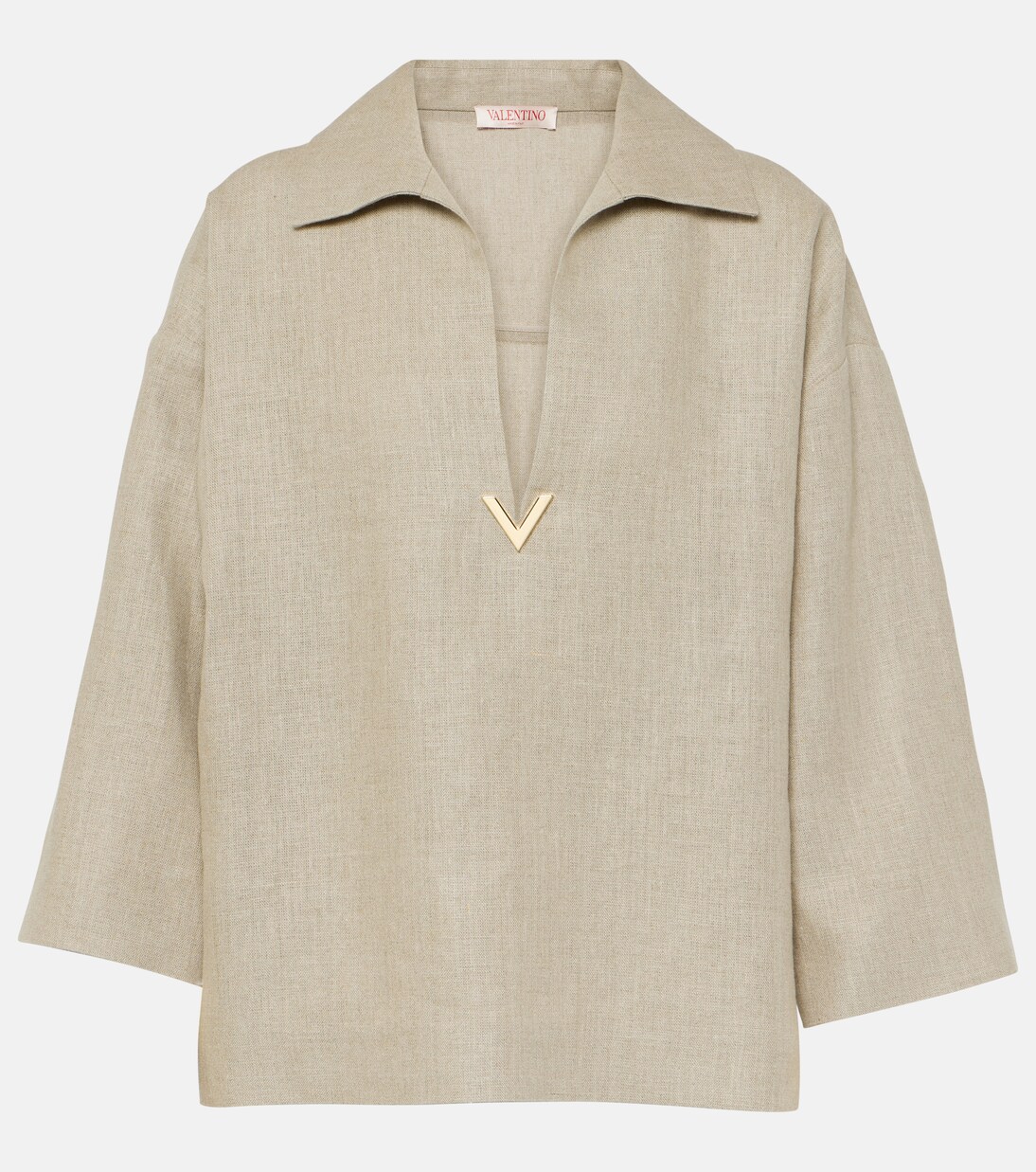 VGold linen canvas top in beige - Valentino | Mytheresa 