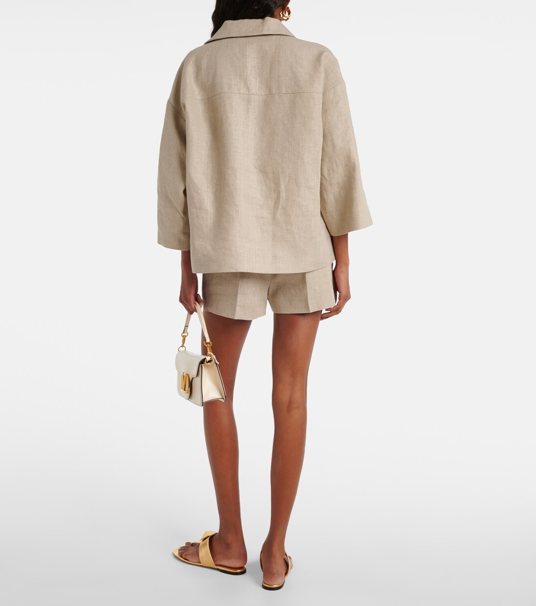 VGold linen canvas top in beige - Valentino | Mytheresa