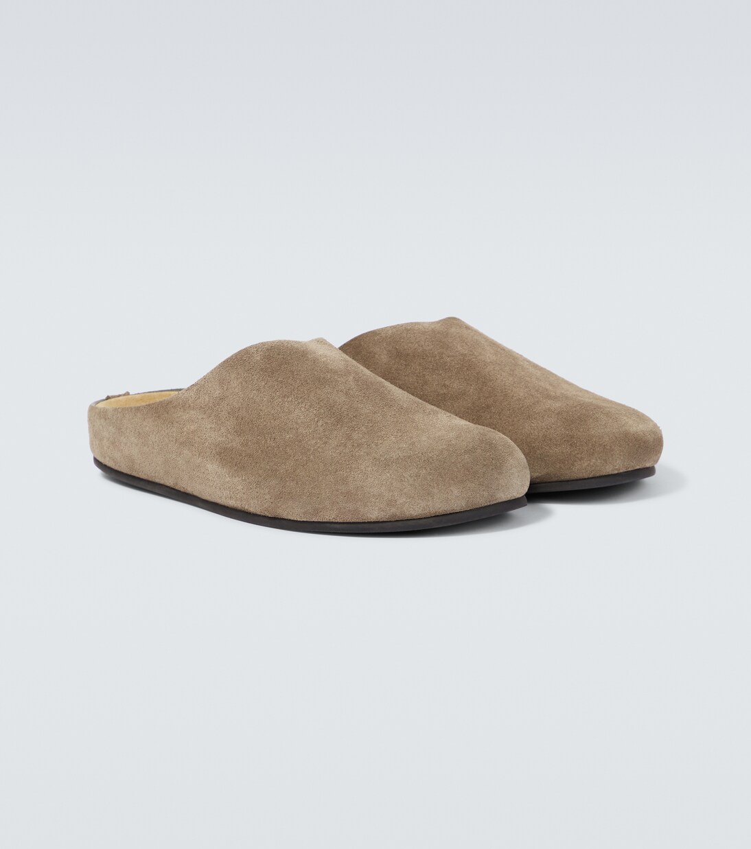 Slippers Hugo aus Veloursleder in Braun - The Row | Mytheresa