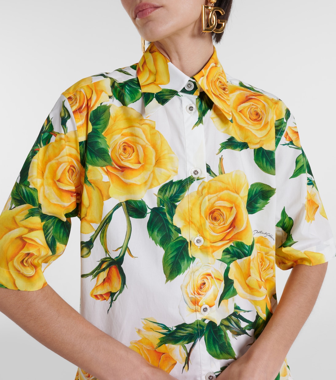 Abito chemisier in cotone a fiori | Dolce&Gabbana