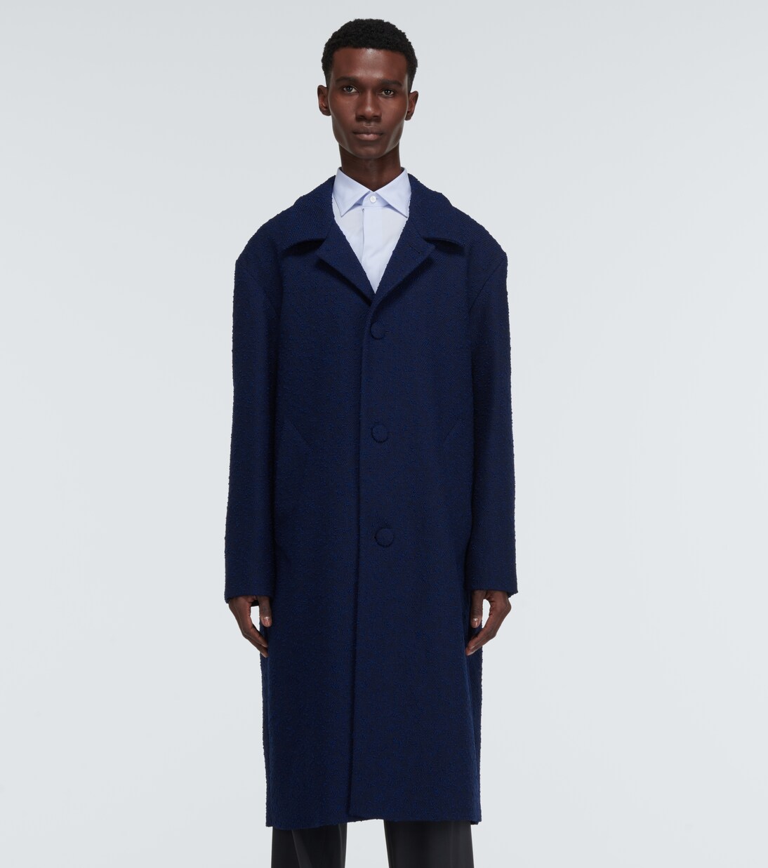 Single breasted wool blend coat in blue Ami Paris Mytheresa