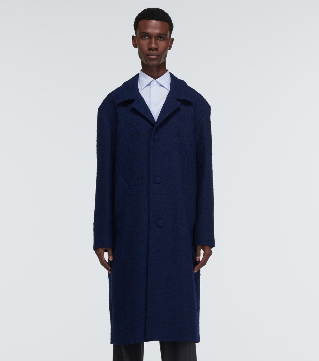 Single-breasted wool blend coat | Ami Paris