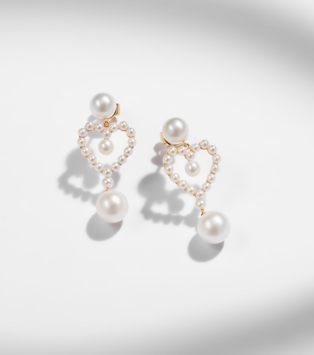 Ohrringe Pearl Heart aus 14kt Gelbgold mit Süßwasserperlen in 