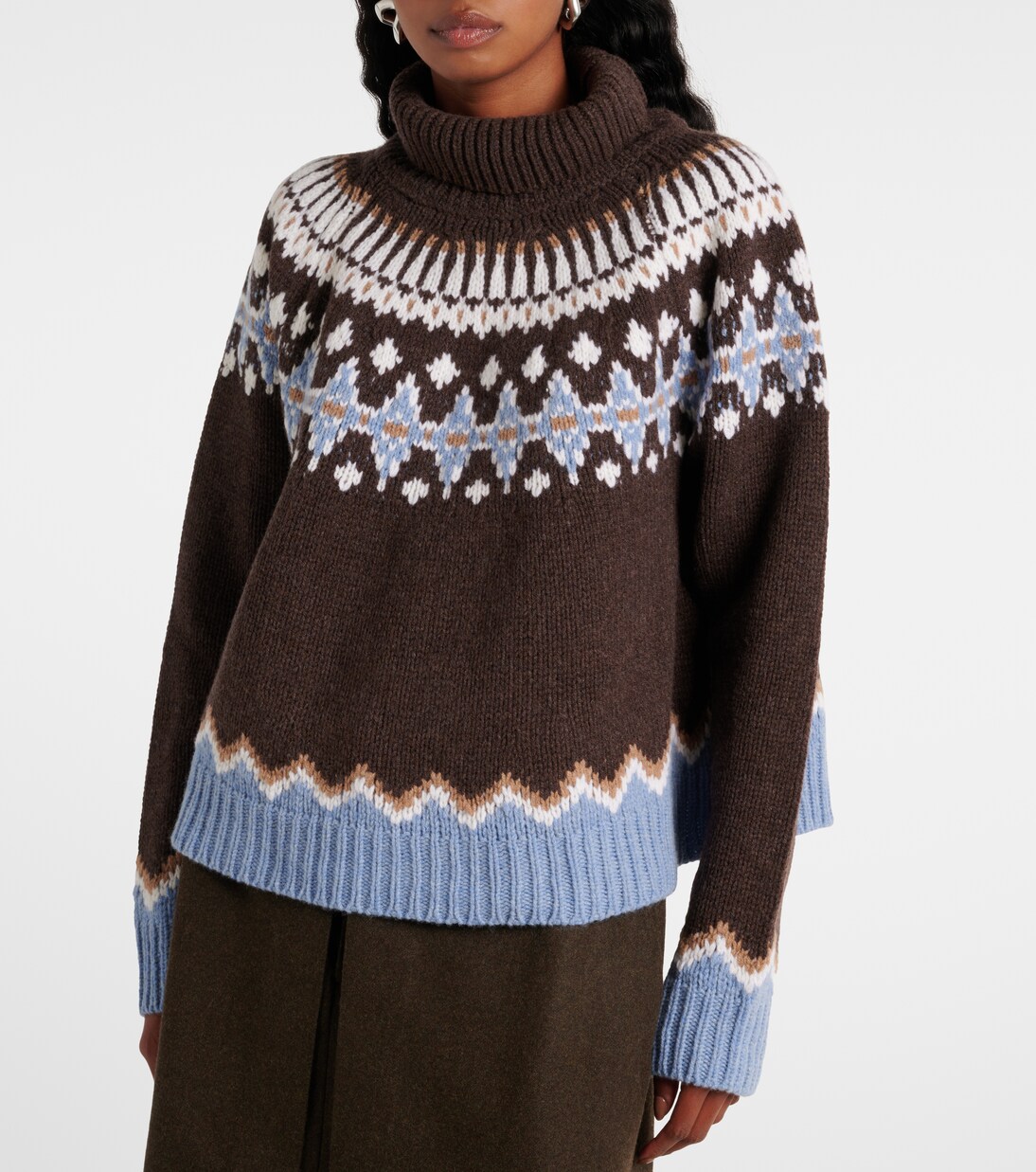 Logo Plaque Turtleneck Wool Sweater
